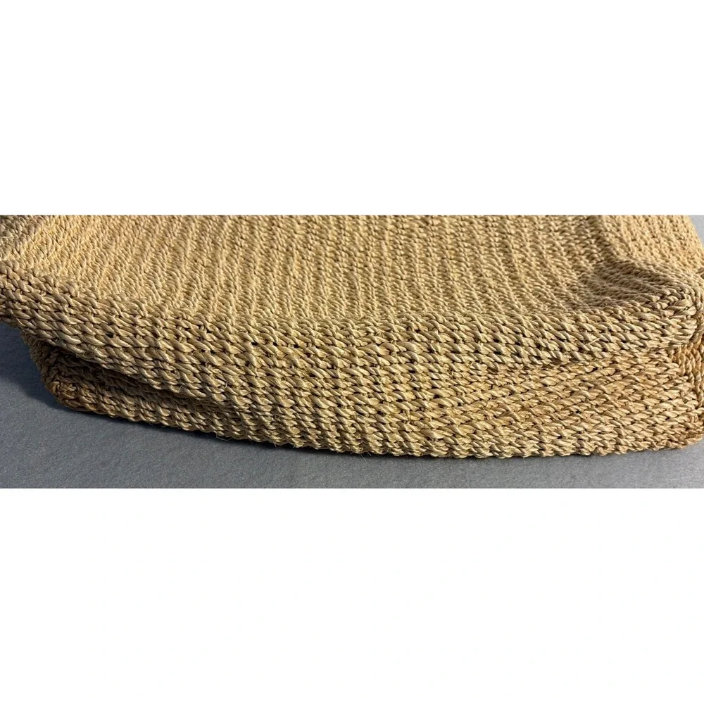 Summer Jute/straw  Handbag Tote Leather Straps Shell Closure 9 West
